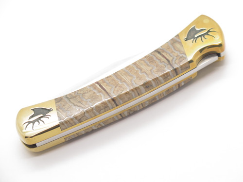 Custom Brian Yellowhorse Buck 110 Elk Scene Folding Hunter Lockback Knife