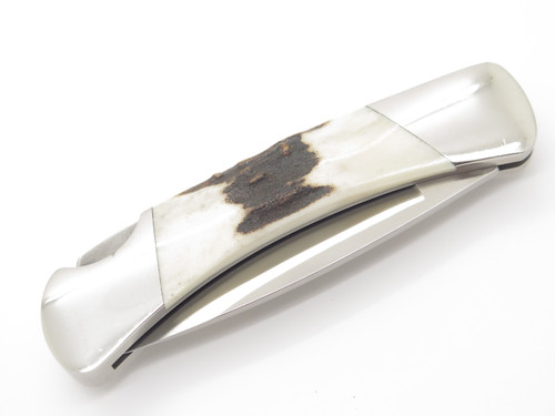 Vintage 1993 Buck 500 Duke Stag Folding Lockback Pocket Knife & Sheath