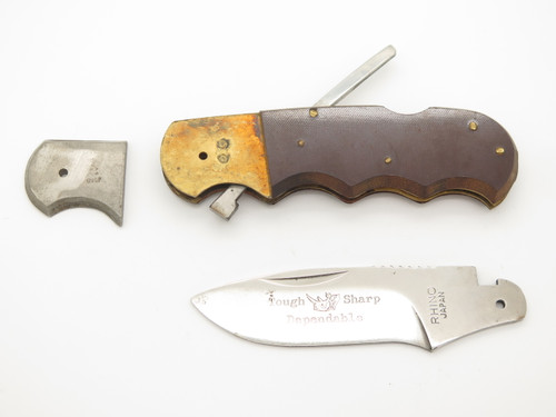 Vtg '70s Rhino Magnum Imai Seki Japan Folding Hunter Lockback Knife Unfinished#2