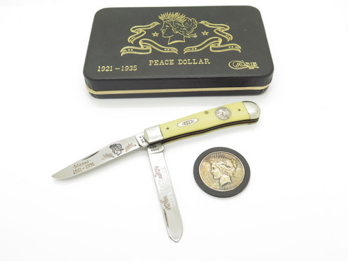 Vintage 1992 Case XX Folding Trapper Knife with Genuine 1923 Peace Dollar