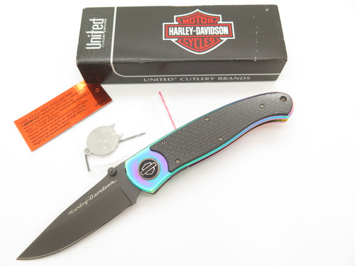 United Cutlery Fred Carter Harley Davidson Carbon Fiber Folding Pocket Knife