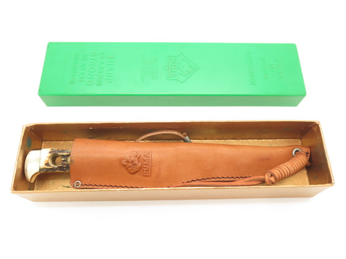 Vintage 1969 Puma 6383 Buddy Stag Fixed Blade Hunting Knife & Sheath in Box