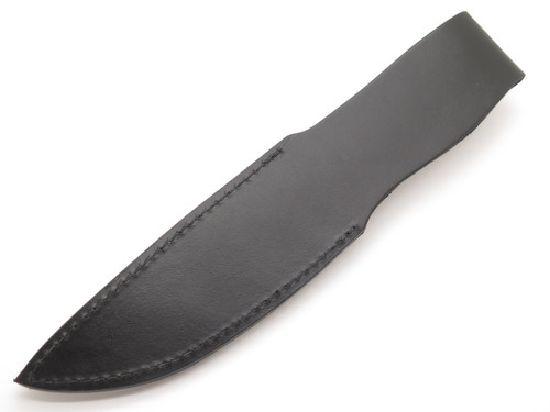 New Black Leather Fixed 5.5" Blade Hunting Camp Knife Sheath Double Strap