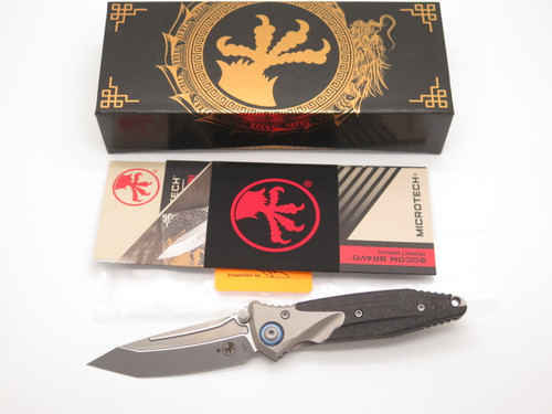 Microtech Socom Bravo Mini 261M-7 Titanium CF M390 Tanto Folding Pocket Knife