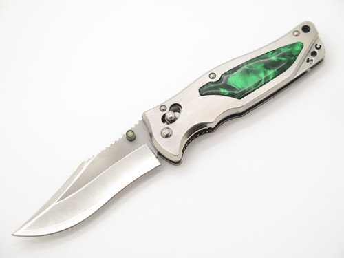 SOG Stingray 2.0 Seki Japan Customized Green Resin Inlay Folding Pocket Knife