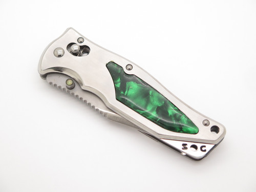 SOG Stingray 2.0 Seki Japan Customized Green Resin Inlay Folding Pocket Knife