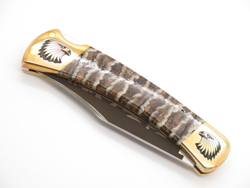 Custom Brian Yellowhorse Buck 110 Eagle Engraved Lockback Folding Hunter Knife