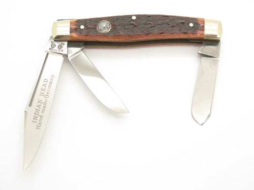 Vintage C Risner Indian Head Solingen Germany Jigged Bone Folding Pocket Knife