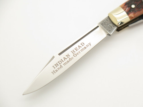Vintage C Risner Indian Head Solingen Germany Jigged Bone Folding Pocket Knife