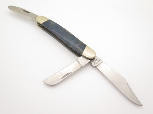 Frost Cutlery Solingen Steel Blue Bone Handle Stockman Folding Pocket Knife
