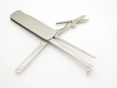 Vintage Explorer Seki Japan Stainless 4 Folding Knife Tobacco Pipe Tamper Tool