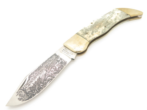 Vtg Parker Cut Co Seki Japan Civil War Scene Clasp Lockback Folding Pocket Knife