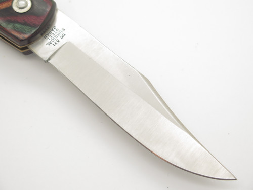 Vintage 1980s United Tiger Eye Seki Japan Wood Lockback Folding Hunter Knife