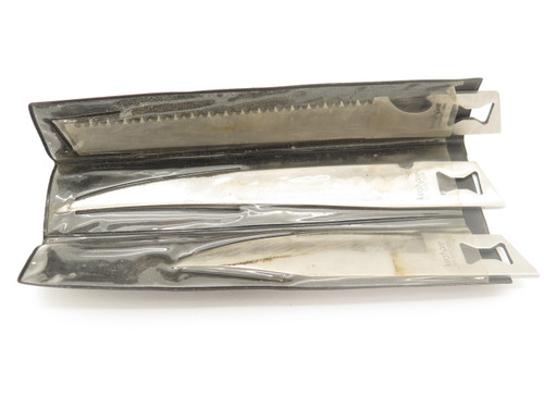 Vtg Kershaw Kai 1095 Seki Japan 3 Blade Trader Saw Fillet Fishing Camp Knife