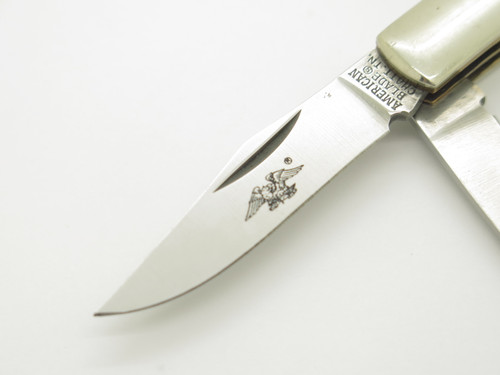 Vintage 1980s American Blades Seki Japan MOP Pearl Trapper Folding Pocket Knife
