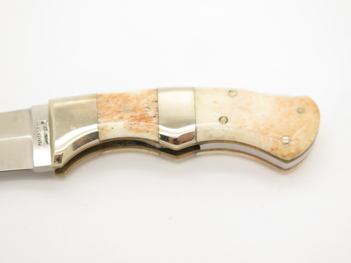 Vintage 1980s Parker Cut Co. Japan Smooth Bone Handle Fixed Blade Knife