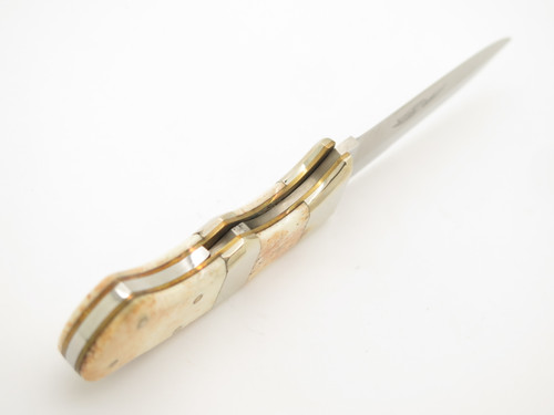 Vintage 1980s Parker Cut Co. Japan Smooth Bone Handle Fixed Blade Knife