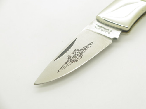 Vtg 1980s Sam McDowell Seki Japan Bone Handle Folding Pocket Knife with Sheath