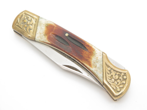 Vintage 1980s Custom United Big John Seki Japan Lockback Folding Hunter Knife