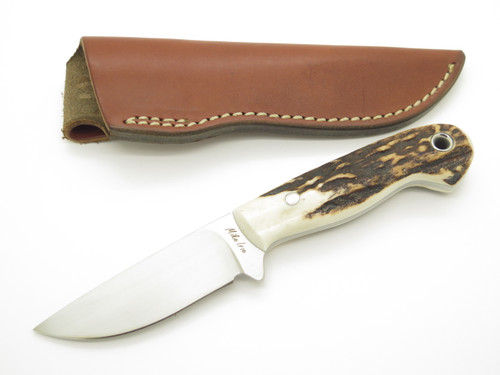 Custom Mike Irie CPM154 Stag 3" Drop Point Fixed Blade Hunting Knife