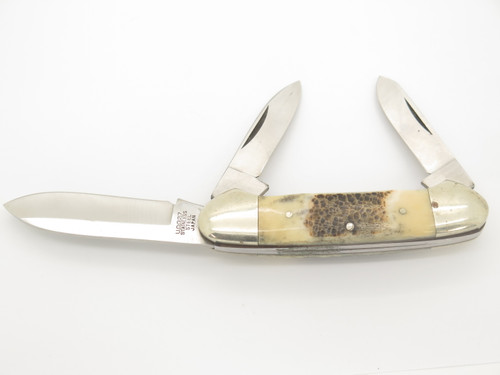 Vintage 1980s United Cutlery Merrimac Canoe Bone Handle Folding Pocket Knife