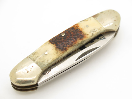 Vintage 1980s United Cutlery Monitor Canoe Bone Handle Folding Pocket Knife