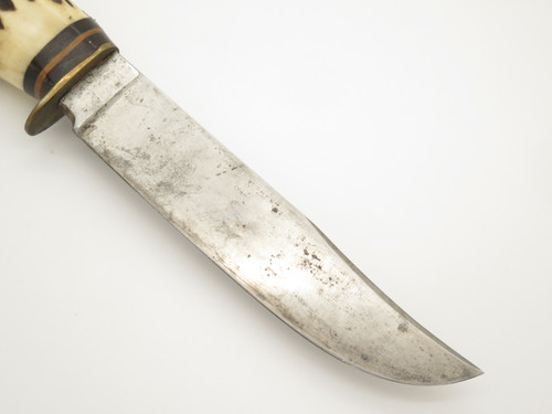 Vintage Edge Mark Stag Handle Solingen Germany Fixed Blade Hunting Knife