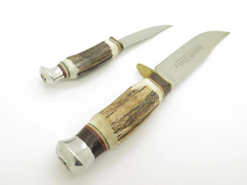 Vtg Kissing Crane KC40 R. Klaas Germany Stag Fixed Blade Knife Twin Combo Set