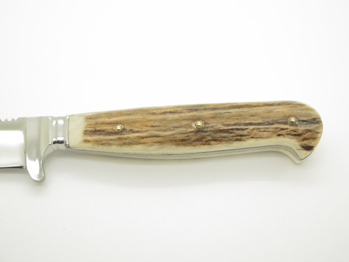 Vtg Linder Messer Rehwappen Solingen Germany Stag Fixed Blade Saw Hunting Knife