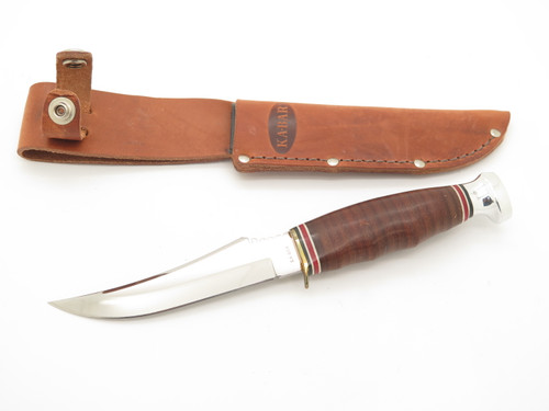 Ka-bar 1233 Stacked Leather Handle Fixed Blade Skinner Hunting Knife