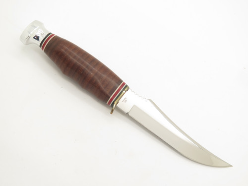 Ka-bar 1233 Stacked Leather Handle Fixed Blade Skinner Hunting Knife