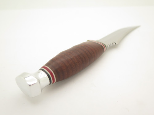 Ka-bar 1233 Stacked Leather Handle Fixed Blade Skinner Hunting Knife