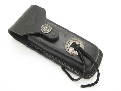 2003 United Harley-Davidson Wood Handle Folding Hunter Lockback Knife & Sheath