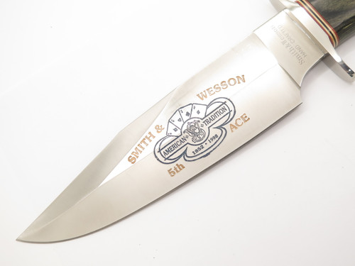 Vintage 1998 Smith & Wesson 5th Ace Poker Commemorative Fixed Bowie Knife SN 003