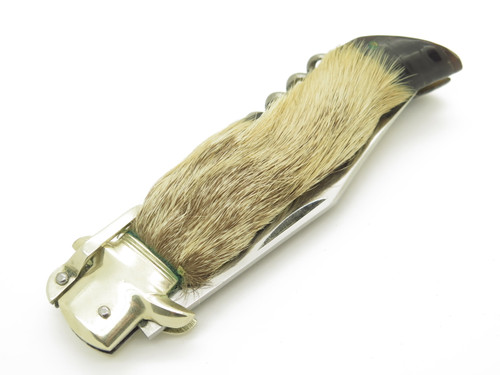 Vintage Huburtus German Rostfrei Deer Hoof Handle Corkscrew Folding Pocket Knife