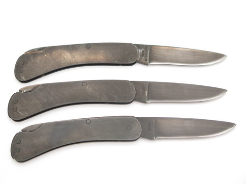 Vintage Sharp Jackaroo Seki Japan Black Metal Folding Pocket Knife (Lot of 3)