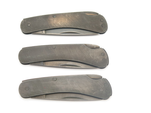 Vintage Sharp Jackaroo Seki Japan Black Metal Folding Pocket Knife (Lot of 3)