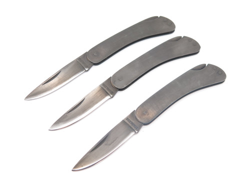 Vintage Explorer Seki Japan Black Metal Folding Pocket Knife (Lot of 3)