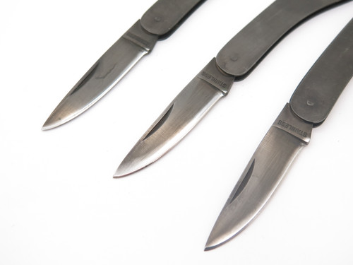 Vintage Explorer Seki Japan Black Metal Folding Pocket Knife (Lot of 3)