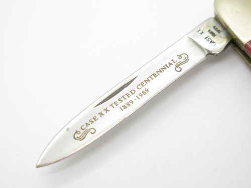 Vtg 1889-1989 Case XX Centennial R62063 Jigged Red Bone Folding Pocket Pen Knife