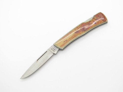 Vintage 1992 Case XX 059L Turkey Scene Handle Folding Lockback Pocket Knife