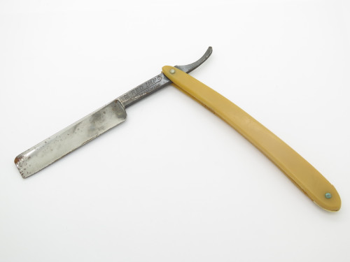 Vintage Case 132 USA Red Imp Yellow Handle Folding Straight Razor Knife