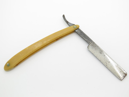 Vintage Case 132 USA Red Imp Yellow Handle Folding Straight Razor Knife