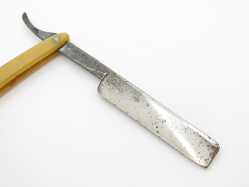 Vintage Case 132 USA Red Imp Yellow Handle Folding Straight Razor Knife