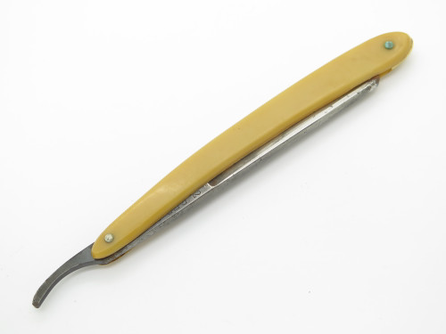 Vintage Case 132 USA Red Imp Yellow Handle Folding Straight Razor Knife
