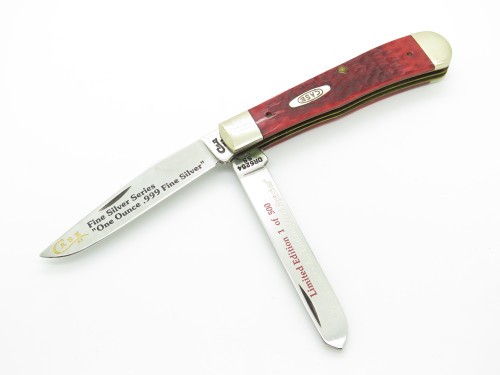 Vtg 1995 Case XX DR6254 Trapper Panda Bear Folding Pocket Knife & Silver Ounce