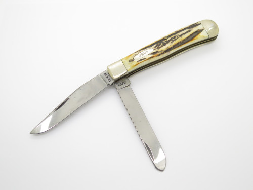 Vtg 1986 Case XX 3254 (5254) Trapper Custom Stag & Filework Folding Pocket Knife