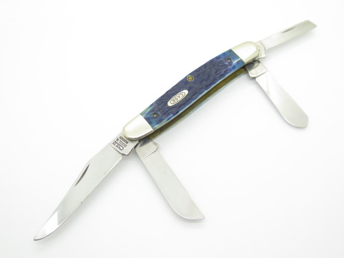 MCMXCV 1995 Case XX BPB6447 Blue Jigged Bone Stockman Folding Pocket Knife