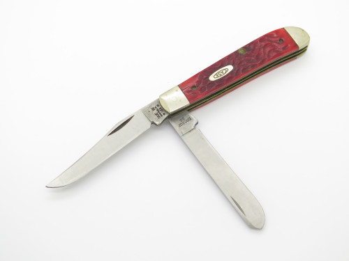 Vintage 1991 Case XX DR6207 Red Jigged Bone Mini Trapper Folding Pocket Knife
