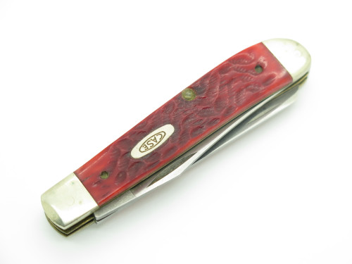 Vintage 1991 Case XX DR6207 Red Jigged Bone Mini Trapper Folding Pocket Knife